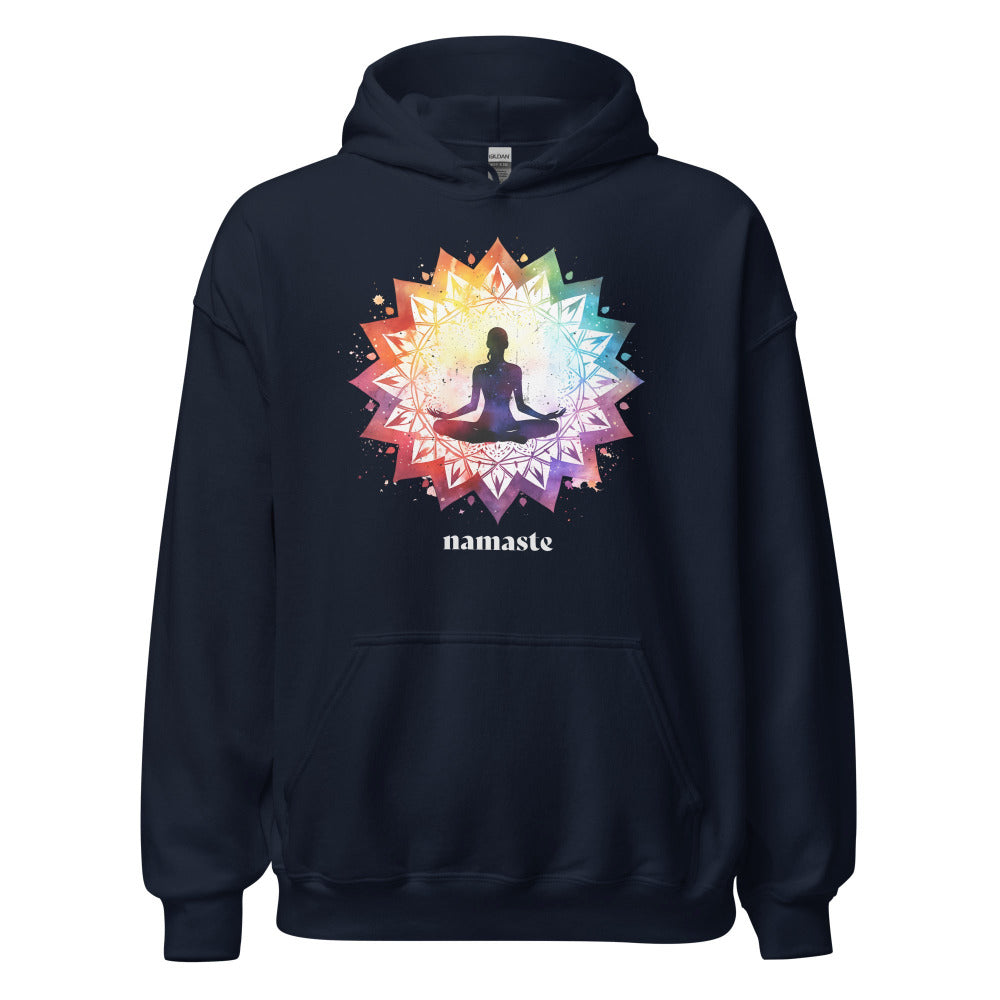 Namaste Yoga Meditation Hoodie - Lotus Chakra Mandala - Navy Color - https://ascensionemporium.net
